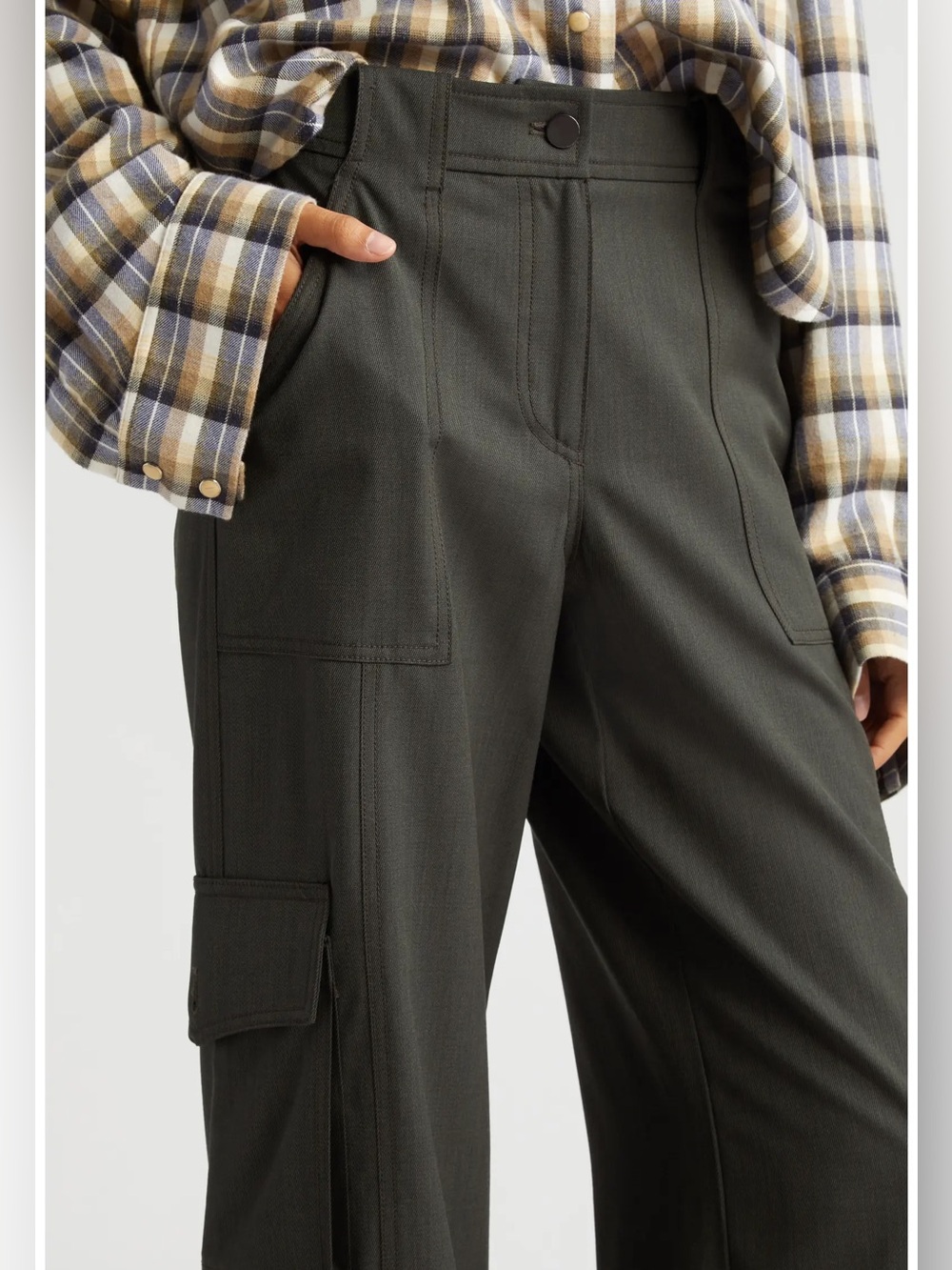TWP Stretch Wool Cargo Pants in Military, size 6 - Picture 5 of 13
